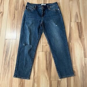 LL Bean Signature Women's Jeans Sz 10P Distressed Straight Ankle 10" High Rise